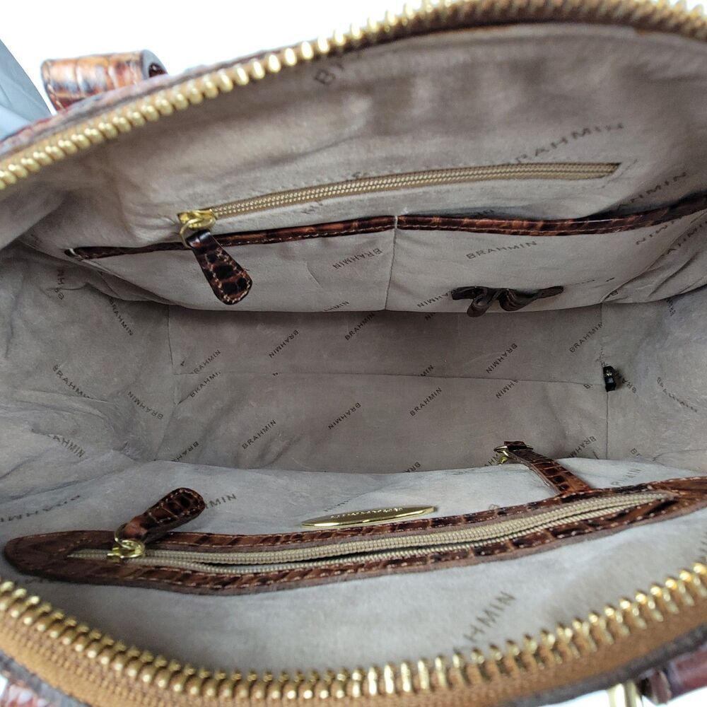 RARE Brahmin Stacy Bonnie Melbourne Collection Pecan Croc Leather Dr. Bag Set - Picture 15 of 16